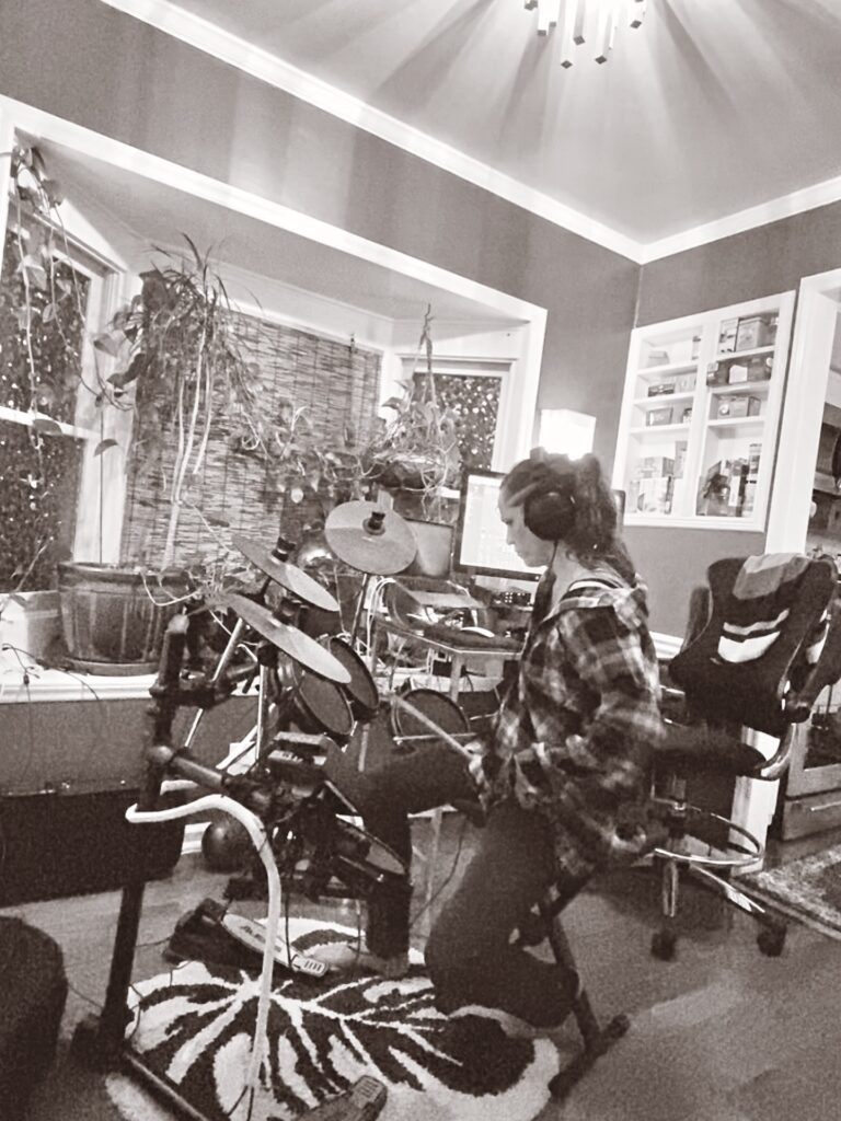 Drum work while recording