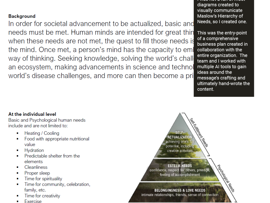 Humanitarian org business plan - custom Maslows Hierarchy Of Needs